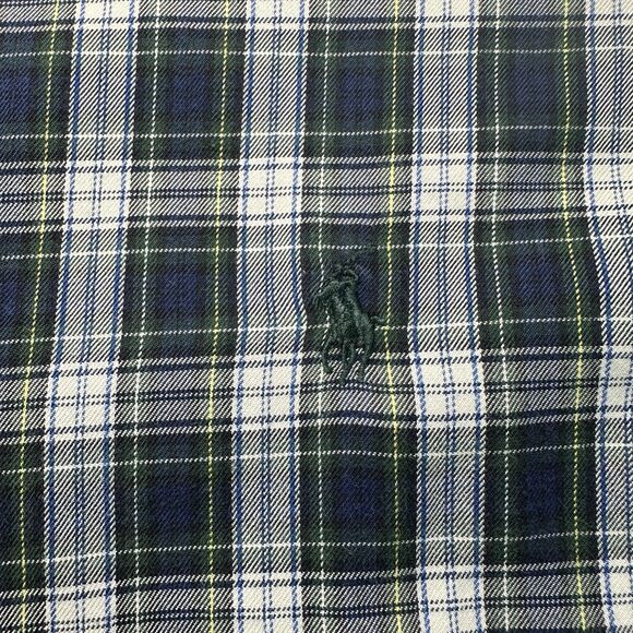 Ralph Lauren Blue Green Plaid Soft Cotton Button-Down Dress Shirt - Men's XL - Picture 2 of 6